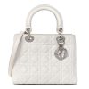 CHRISTIAN DIOR Lambskin Cannage Medium Lady Dior White