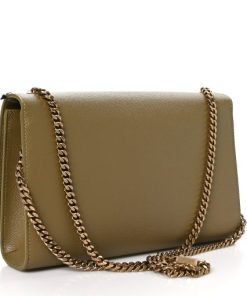 YSL Grain De Poudre Medium Kate Satchel Hazel Green