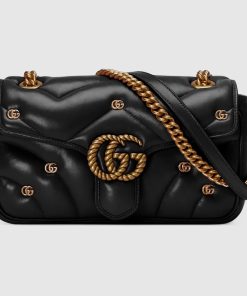 GUCCI GG MARMONT SMALL BLACK LEATHER BAG