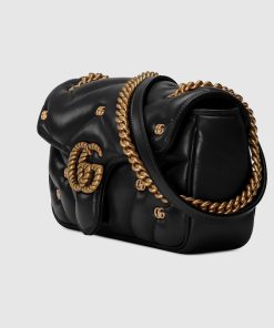 GUCCI GG MARMONT SMALL BLACK LEATHER BAG