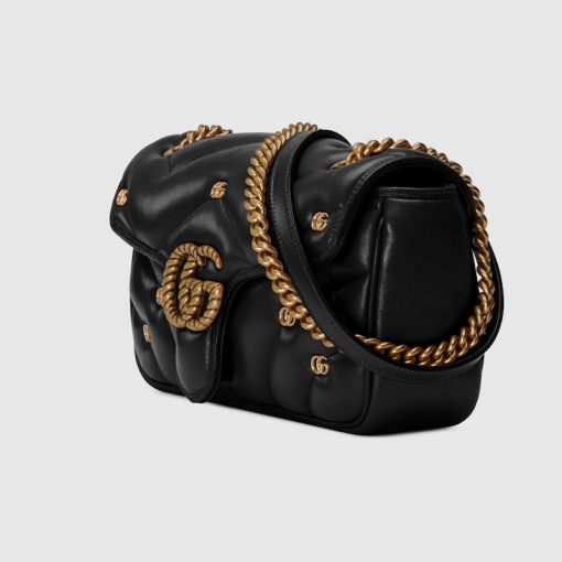 GUCCI GG MARMONT SMALL BLACK LEATHER BAG