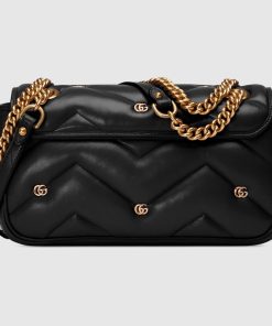 GUCCI GG MARMONT SMALL BLACK LEATHER BAG