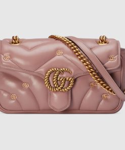 Gucci GG MARMONT SMALL ROSE BEIGE LEATHER BAG