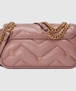 Gucci GG MARMONT SMALL ROSE BEIGE LEATHER BAG