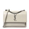 YSL Calfskin Crocodile Medium Sunset Blanc Vintage