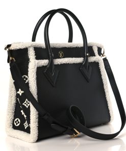 LOUIS VUITTON Calfskin Shearling On My Side MM Black