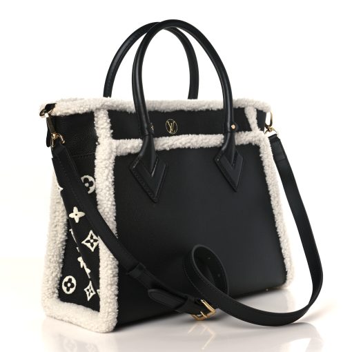 LOUIS VUITTON Calfskin Shearling On My Side MM Black