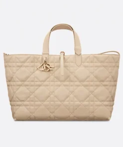 Dior Large Toujours Bag Beige Macrocannage Calfskin