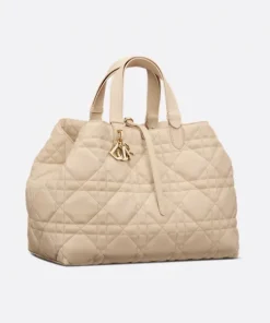 Dior Large Toujours Bag Beige Macrocannage Calfskin