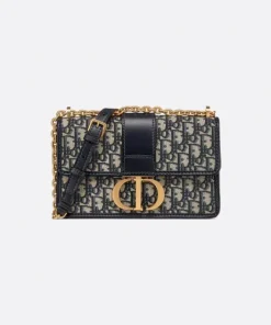 Dior Montaigne Chain Bag Blue Dior Oblique Jacquard