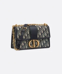 Dior Montaigne Chain Bag Blue Dior Oblique Jacquard