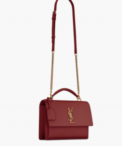 SAINT LAURENT Medium Red Sunset Satchel Bag