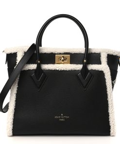 LOUIS VUITTON Calfskin Shearling On My Side MM Black