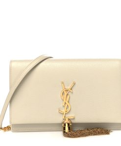 YSL Grain De Poudre Classic Kate Chain Wallet Crema Soft