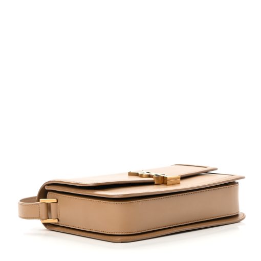 YSL Box Calfskin Medium Solferino Natural Tan