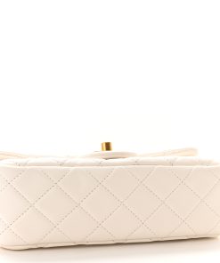 CHANEL Lambskin Mini Rectangular Pearl Crush White