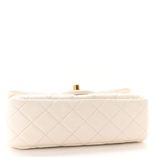 CHANEL Lambskin Mini Rectangular Pearl Crush White