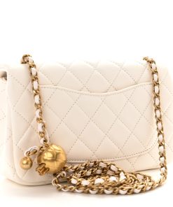 CHANEL Lambskin Mini Rectangular Pearl Crush White