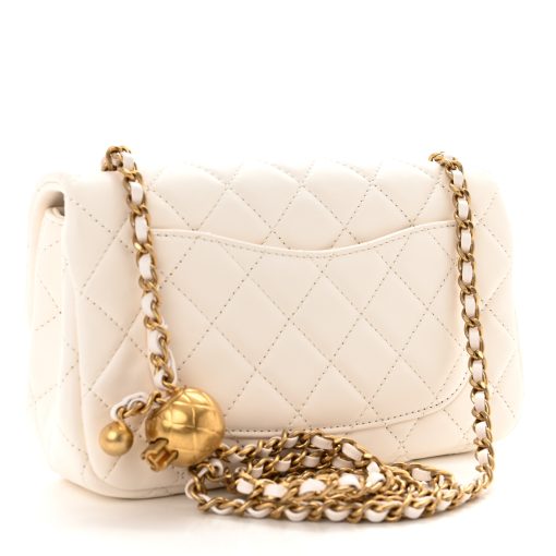 CHANEL Lambskin Mini Rectangular Pearl Crush White