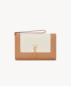 YSL CASSANDRE FLAP POUCH IN LAMBSKIN bROWN GOLD