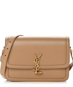 YSL Box Calfskin Medium Solferino Natural Tan