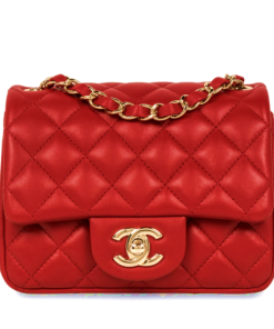 CHANEL MINI SQUARE CLASSIC FLAP RED