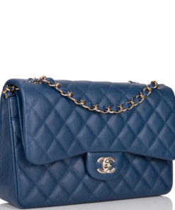 CHANEL JUMBO CLASSIC SINGLE FLAP BAG NAVY BLUE