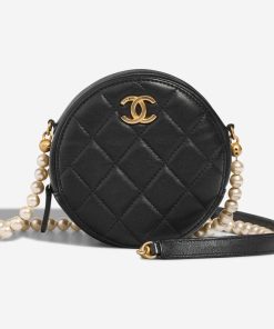 Chanel Round Clutch Calf Black