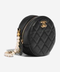 Chanel Round Clutch Calf Black