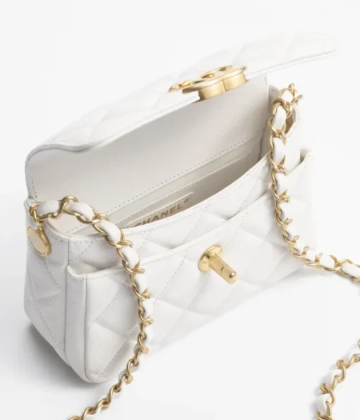 CHANEL MINI FLAP BAG SHINY WHITE