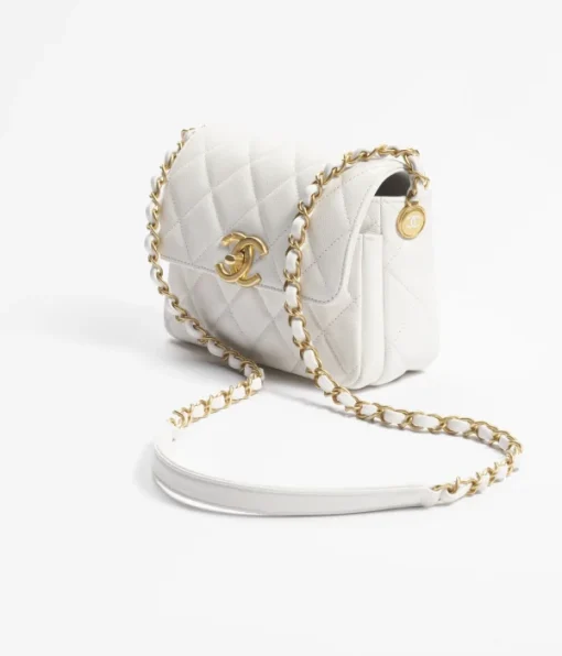 CHANEL MINI FLAP BAG SHINY WHITE