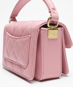 CHANEL MINI FLAP WITH TOP SHINY CALFSKIN PINK BAG