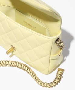 CHANEL SMALL FLAP SHINY LAMBSKIN LIGHT YELLOW BAG