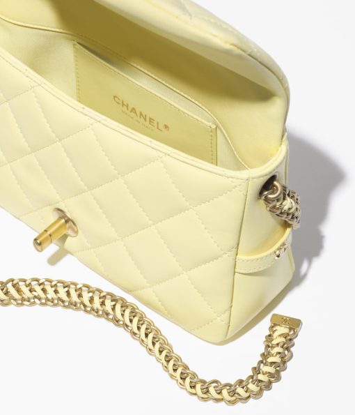 CHANEL SMALL FLAP SHINY LAMBSKIN LIGHT YELLOW BAG