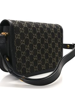 Gucci Jacquard Black Denim GG Horsebit 1955 Black Ivory