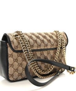 Gucci Monogram Small GG Marmont Bag Beige Black