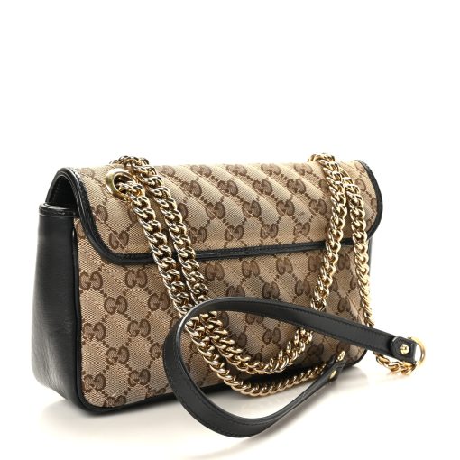 Gucci Monogram Small GG Marmont Bag Beige Black