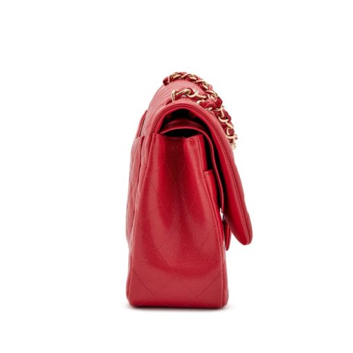 CHANEL JUMBO RED CLASSIC DOUBLE FLAP BAG