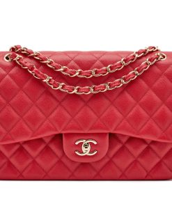 CHANEL JUMBO RED CLASSIC DOUBLE FLAP BAG