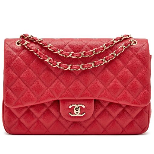 CHANEL JUMBO RED CLASSIC DOUBLE FLAP BAG