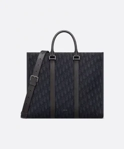 Dior East-West Tote Black Oblique Jacquard Bag