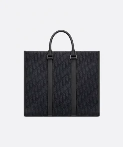 Dior East-West Tote Black Oblique Jacquard Bag