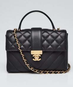 CHANEL BLACK GOLD CLASS CC TOP HANDLE BAG